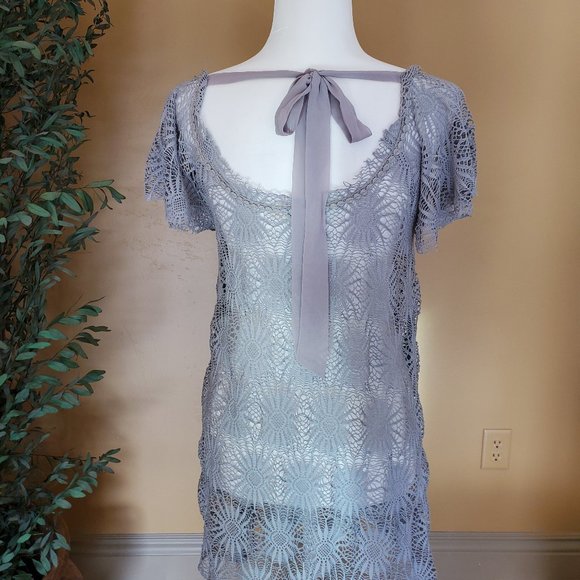 Purple Gray a'reve lace dress with bow - Picture 9 of 13
